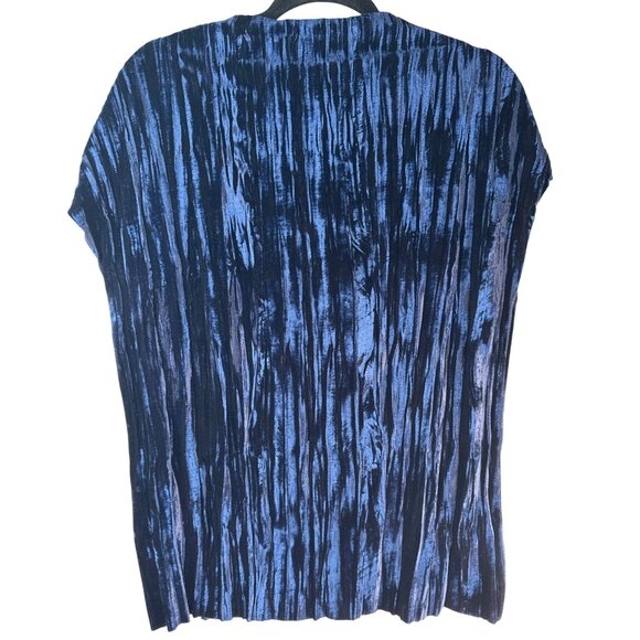 2/$30 ZARA W/B Collection Medium Velvet Navy Royal Blue Tie-Dye Top - Picture 3 of 11